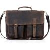 imageKomalC 16 Inch Leather briefcase Laptop Messenger Bags for Men and Women Best Office Satchel BagDistressed Tan