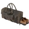 imageKomalC 24 Inch Leather Duffel Bags for Men and Women Travel Overnight Weekend Leather Bags Sports Gym Duffle for Men Brown Distressed TanCharcoal Black With Shoe Pocket