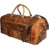 imageKomalC Duffel Bags for Men and Women Full Grain Leather Travel Overnight Weekend Bags Sports Gym Duffel 20 InchDistressed Tan