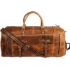 imageKomalC Duffel Bags for Men and Women Full Grain Leather Travel Overnight Weekend Bags Sports Gym Duffel 20 InchDistressed Tan