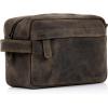 imageKomalC Genuine Buffalo Leather Unisex Toiletry Bag Travel Dopp Kit Vanity Bag Grooming Bag