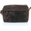 imageKomalC Genuine Buffalo Leather Unisex Toiletry Bag Travel Dopp Kit Vanity Bag Grooming Bag