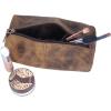 imageKomalC Genuine Buffalo Leather ZipLock Cosmetic ampamp Pencil Pouch  Versatile Makeup and Stationery Case