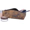 imageKomalC Genuine Buffalo Leather ZipLock Cosmetic ampamp Pencil Pouch  Versatile Makeup and Stationery Case