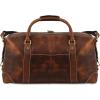 imageKomalC Leather Duffel Bags for Men and Women Full Grain Leather Travel Overnight Weekend Leather Bags Sports Gym Duffel for Men Dark Tan