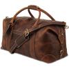 imageKomalC Leather Duffel Bags for Men and Women Full Grain Leather Travel Overnight Weekend Leather Bags Sports Gym Duffel for Men Dark Tan