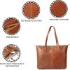 imageKomalC Leather Tote Bag for Women Purse Satchel Travel Bag Shopping Carry Messenger Multipurpose HandbagTan
