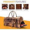 imageKomalC Leather Travel Duffel Bags for Men and Women Full Grain Leather Overnight Weekend Leather Bags Sports Gym DuffleDistressed Tan With Shoe Pocket