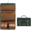 imageKomalC Premium Buffalo Leather Hanging Toiletry Bag Travel Dopp KitGreen