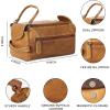 imageKomalC Premium Buffalo Leather Toiletry Bag for Men ampamp Women  Leather Dopp Kit With Water resistant Lining Premium Toiletry Travel Pouch Unisex Wash Bag for Toiletries Gifts for Men and WomenDistressed Yellow Tan
