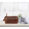 imageKomalC Premium Buffalo Leather Toiletry Bag for Men ampamp Women  Leather Dopp Kit With Water resistant Lining Premium Toiletry Travel Pouch Unisex Wash Bag for Toiletries Gifts for Men and WomenDistressed Orange Tan