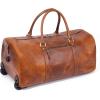 imageLeather Rolling Travel Duffle Bag for Men Women 21 inch with wheels Sports Overnight Weekend Duffel Gym Cabin Holdall with wheels for easy carry