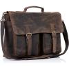 imageKomalC 16 Inch Leather briefcase Laptop Messenger Bags for Men and Women Best Office Satchel BagDistressed Tan