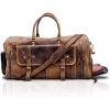 imageKomalC 24 Inch Leather Duffel Bags for Men and Women Travel Overnight Weekend Leather Bags Sports Gym Duffle for Men Brown Distressed TanBrown Tan With Shoe Pocket