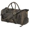 imageKomalC 24 Inch Leather Duffel Bags for Men and Women Travel Overnight Weekend Leather Bags Sports Gym Duffle for Men Brown Distressed TanCharcoal Black With Shoe Pocket