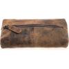 imageKomalC Genuine Buffalo Leather ZipLock Cosmetic ampamp Pencil Pouch  Versatile Makeup and Stationery Case