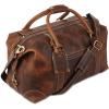 imageKomalC Leather Duffel Bags for Men and Women Full Grain Leather Travel Overnight Weekend Leather Bags Sports Gym Duffel for Men Dark Tan