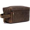 imageKomalC Leather Toiletry Bag For Men ampamp Women Handcrafted Buffalo Leather Travel Kit WaterResistant Shaving Bag For Men Travel Premium Rustic Toiletry Pouch with Zipper Closure3 Zip Hunter Dopp Kit