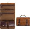 imageKomalC Premium Buffalo Leather Hanging Toiletry Bag Travel Dopp KitYellow Tan
