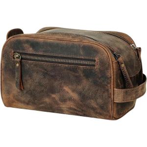 imageKomalC Leather Toiletry Bag For Men ampamp Women Handcrafted Buffalo Leather Travel Kit WaterResistant Shaving Bag For Men Travel Premium Rustic Toiletry Pouch with Zipper Closure1 Zip Classic