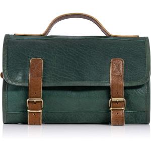 imageKomalC Premium Buffalo Leather Hanging Toiletry Bag Travel Dopp KitGreen