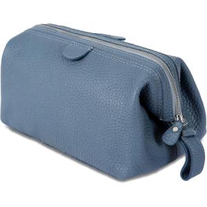 imageKomalC Premium Buffalo Leather Toiletry Bag for Men ampamp Women  Leather Dopp Kit With Water resistant Lining Premium Toiletry Travel Pouch Unisex Wash Bag for Toiletries Gifts for Men and WomenBlue