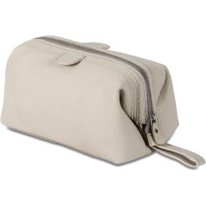 imageKomalC Premium Buffalo Leather Toiletry Bag for Men ampamp Women  Leather Dopp Kit With Water resistant Lining Premium Toiletry Travel Pouch Unisex Wash Bag for Toiletries Gifts for Men and WomenSnow