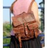 imageKomalC Leather Backpack Rucksack Travel Laptop Camping Bag for Men Women Brown