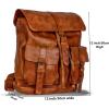 imageKomalC Leather Backpack Rucksack Travel Laptop Camping Bag for Men Women Brown