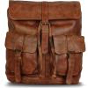 imageKomalC Leather Backpack Rucksack Travel Laptop Camping Bag for Men Women Brown
