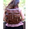 imageKomalC Leather Backpack Rucksack Travel Laptop Camping Bag for Men Women Tan